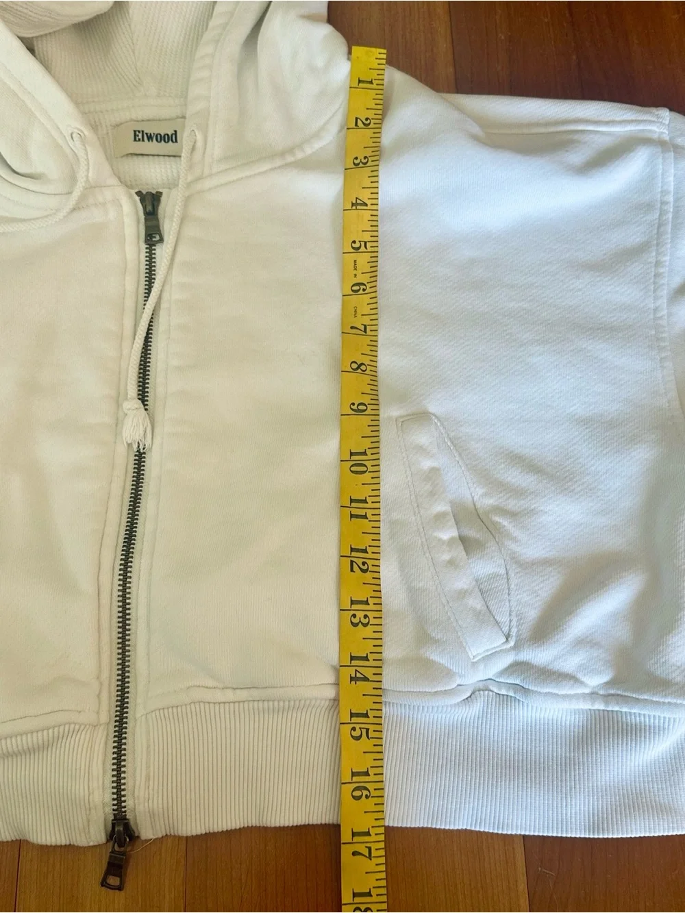 Elwood White Cropped Zip-Up Hoodie - Picture 9 of 9